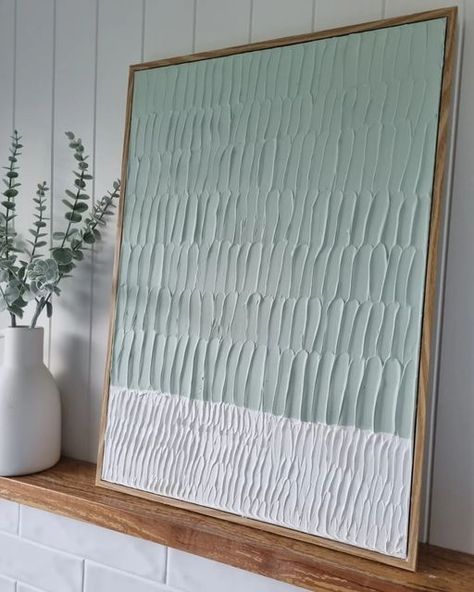 Coloured Textured Art, Sage Textured Art, Sage Green Decor Bathroom, Spackle Art Texture Diy Colorful, Green Textured Wall Art, Colourful Textured Art, Textured Diy Canvas Art, Textured Art Green, How To Do Textured Art