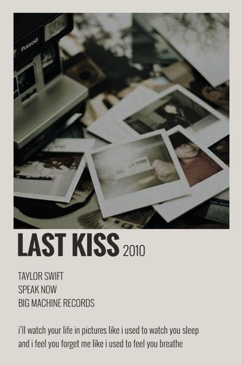 Poem Widget, Taylor Swift Song Poster, Polaroid Songs, Last Kiss Taylor Swift, Song Polaroid, Song Cards, Taylor Swift Discography, Kiss Songs, Song Posters