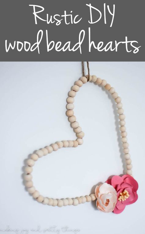 Learn how to make rustic DIY wood bead hearts to add the perfect farmhouse style touch to your nursery Farmhouse Style Nursery, Beaded Hearts, Printable Valentines Cards, Holiday Crafts For Kids, Diy Valentines Crafts, A Craft, Spring Diy, Personalized Valentines, Valentine's Day Diy