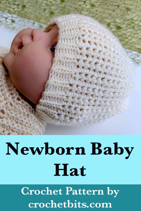 Crochet Newborn Baby Hat Pattern New Born Crochet Patterns, Infant Hats Crochet, Crochet Newborn Baby Hat, Free Crochet Pattern Newborn Hat, Free Crochet Baby Beanie Pattern Newborn Hats, Premie Crochet Hat Pattern Free, Newborn Baby Hat Crochet Pattern, Crochet Baby Hats Free Pattern Boy, Crochet Newborn Hats