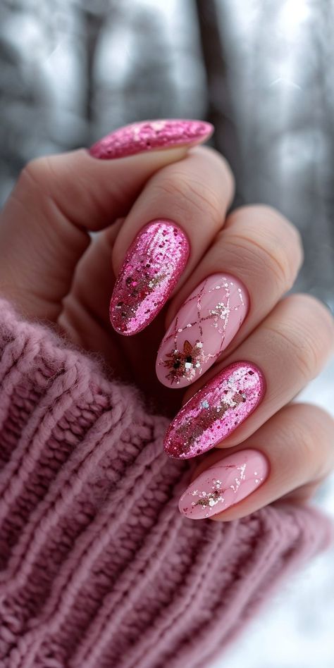 Red Ombre Nails, Valentine Nail Art, Nail Designs Valentines, Pink Nail Designs, Nails Pink, Pink Nail, Gel Nail Designs, Nail Art Ideas, Manicure Y Pedicure