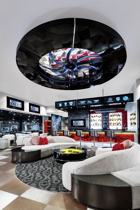 Car Dealership Interior Design, Car Show Room Design, F1 Simulator Room, Car Showroom Interior Design, Racing Simulator Room, Car Show Room, Luxury Car Showroom, Palm Springs Interior Design, Palm Springs Interior