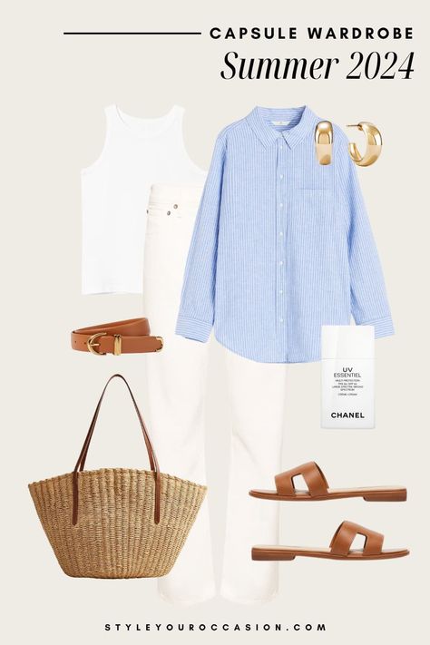 2024 Summer Capsule Wardrobe: Easy & Chic Outfits You'll Love! Capsule Wardrobe Florida Vacation, Autumn Capsule Wardrobe, Mode Ab 50, Neutral Capsule Wardrobe, Spring Summer Capsule Wardrobe, Vintage Wash Jeans, Travel Capsule, Simple Summer Outfits, Easy Chic