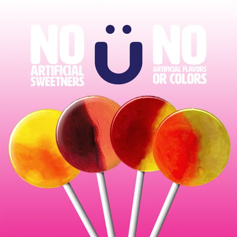 That's right! No artificial sweeteners, no artificial colors, or flavors! Gourmet Lollipops, Sugar Fruit, Smile Day, World Smile Day, Healthy Candy, Candy Companies, Lollipop Candy, Candy Brands, Artificial Sweeteners