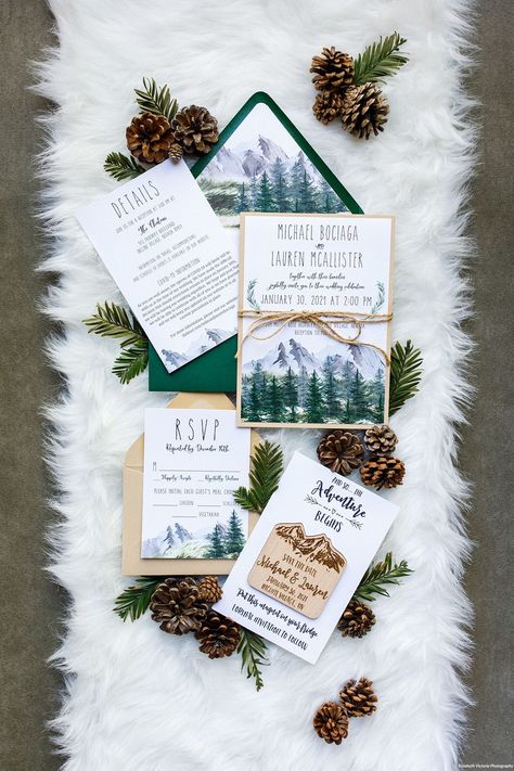 Alaska Wedding Invitations, Hiking Wedding Invitations, Yosemite Wedding Invitations, Nature Wedding Invites, Fall Mountain Wedding Invitations, Adventure Wedding Invitations, Mountain Wedding Stationary, Montana Wedding Invitations, Outdoorsy Wedding Invitations