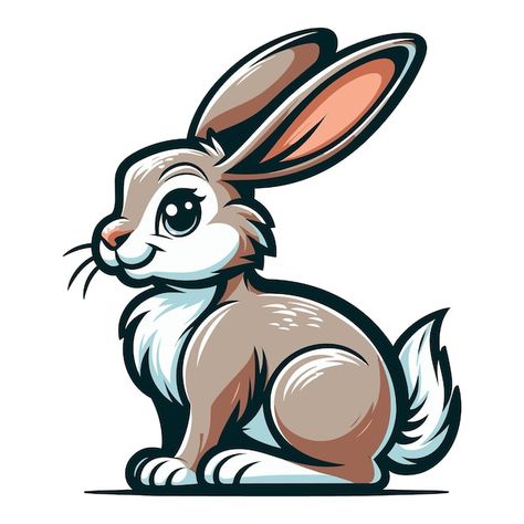 Rabids Cartoon, Animal Png Cartoon, Rabbit Cartoon Images, Rabbit And Butterfly Drawing, Grass Photoshop, Farm Animals Vector, Premium Vector Cartoon, Rabbit Vector, Hare Rabbit