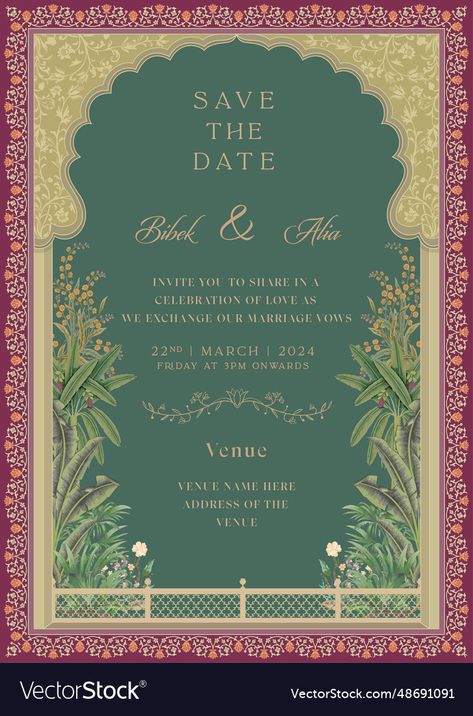 Marriage Vows, Wedding Invitation Card Design, Islamic Art Pattern, Save The Date Invitations, Invitation Card Design, Deep Green, Green Wedding, Wedding Invitation Cards, Islamic Art