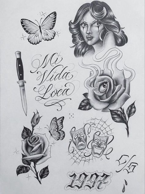 La Style Tattoo, Simple Chicano Drawings, Chola Style Tattoo, Chicano Flash Tattoo, Chicano Tattoo Sketch, Small Chicano Tattoos, Chicano Sketches, Chicano Tattoo Flash, Chicano Flash Art