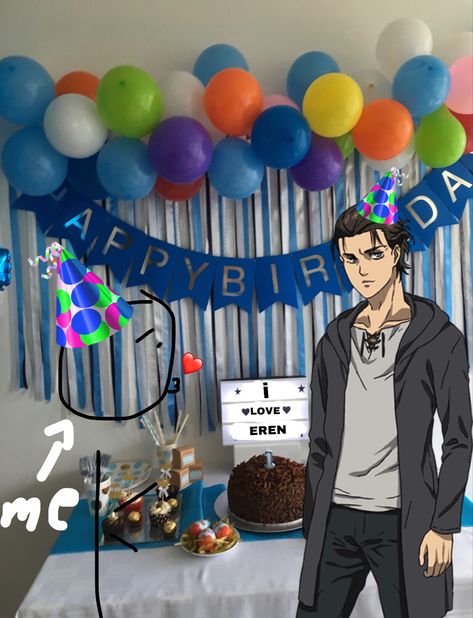 Eren Jaeger Birthday, Eren Happy, Eren Birthday, Eren Pfp, Anime Happy Birthday, Valentines Anime, Aot Funny, Eren Aot, Aot Memes