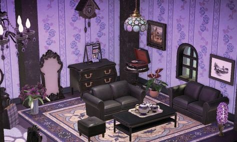 Goth Room Animal Crossing, Goth House Animal Crossing, Kawaii Goth Animal Crossing, Acnh Halloween House, Acnh Vampire Face Design, Goth Island Animal Crossing, Gothic Animal Crossing New Horizon, Acnh Goth Designs, Animal Crossing Island Inspiration Goth