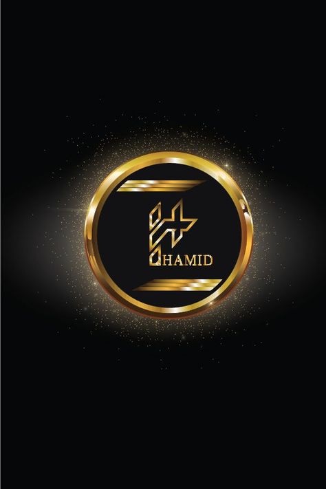 Hamid Name 'H' logo design Gold shine luxury Hamza Name Calligraphy, Hamza Name Logo, Shubham Name Logo, Himanshu Name Logo, Logo Design Gold, Black And Gold Logo Background, H Logos, Luxury Logo Design, Urdu Quotes With Images