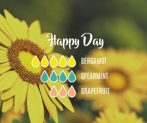 Happy day diffuser blend Essential Oil Combinations, Essential Oil Diffuser Blends Recipes, Essential Oil Remedy, Young Living Essential Oils Recipes, Essential Oils Guide, Yl Essential Oils, Essential Oil Diffuser Recipes, Oil Diffuser Recipes, Essential Oil Mixes