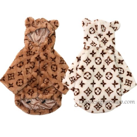 Model: Louis vuitton dog winter clothes w403# FABRIC: 100%25 Polyester (Super soft plush faux fur). Stylish jacket that is as functional as it is fashionable, a must-have for your fur friend Super-soft, luxurious polyester faux fur and fleece lining keep your pets toasty warm, while the thick hood offers extra warmth to face and neck. Easy to put on with a slip-through legs style and zippers fastening on chest.. Other louis vuitton Items such as louis vuitton  dog clothes, collars,harness,lea... Elegant Dog, Dog Accesories, Dog Collar Charms, Crochet Kits, Luxury Dog Collars, Dog Winter, Dog Winter Clothes, Designer Dog Clothes, Personalized Dog Collars