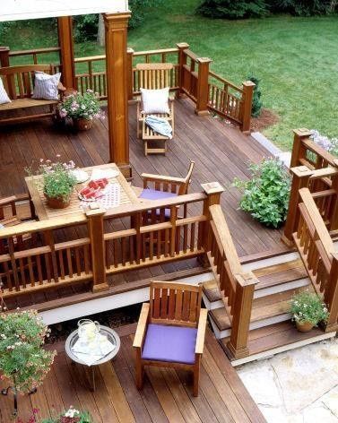 part covered porch, part deck, and part patio...love! |Pinned from PinTo for iPad| Deck Designs Backyard, Real Estat, Decks Backyard, Diy Deck, Backyard Deck, Design Exterior, Decks And Porches, Building A Deck, Dream Backyard