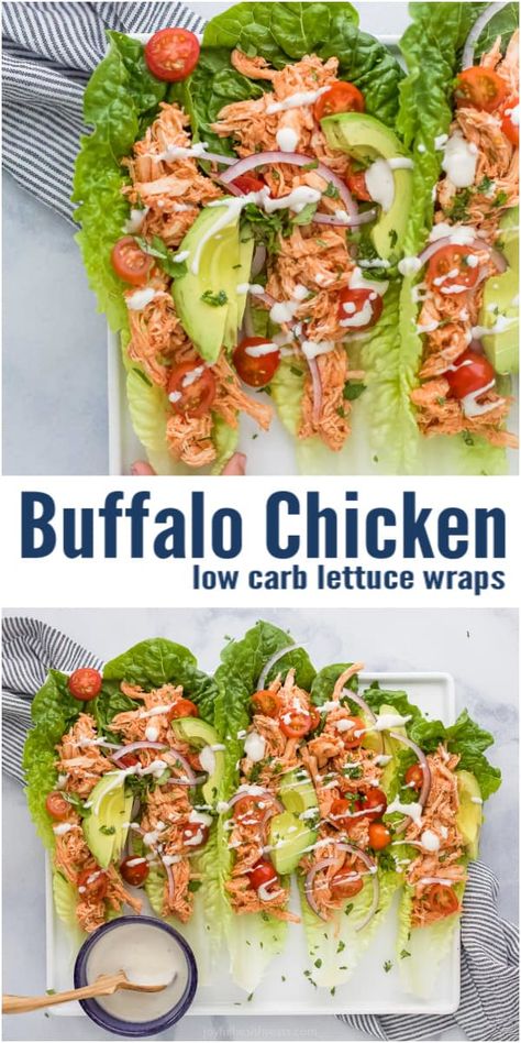 Buffalo Chicken Lettuce Boats, Rooster Recipes, Lettuce Wraps Chicken, Low Carb Buffalo Chicken, Low Carb Lettuce Wraps, Wraps Chicken, Lettuce Wraps Healthy, Buffalo Chicken Lettuce Wraps, Shredded Buffalo Chicken