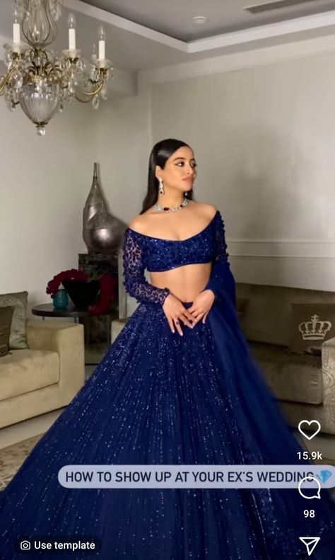 Royal Blue Traditional Dress, Electric Blue Lehenga, Royal Blue Bridal Lehenga, Royal Blue Lengha, Navy Blue Lengha, Royal Blue Indian Outfit, Lehenga Tops, Black Saree Designs, Blue Bridal Lehenga