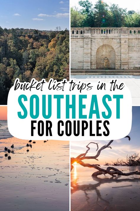 Explore the charm of the Southeast US with this guide to the most romantic getaways! From serene beaches to vibrant cities, these Southern vacation spots are perfect for couples vacations or a weekend escape in the South. --- Southeast US Vacation Ideas, Southern Us Travel Destinations, Road Trips In The South, Deep South Road Trip, Southern Usa Road Trip, Weekend Getaways In The South, South USA, Southern Vacation Spots, Southern Getaways, Southern USA Couple Vacations In The Us, Best Vacations For Couples America, Best Trips For Couples, Couple Trips In The Us, Anniversary Vacation Ideas United States, Romantic Airbnb United States, Weekend Couple Getaways, Relaxing Vacations In The United States, Romantic Vacations In The Us