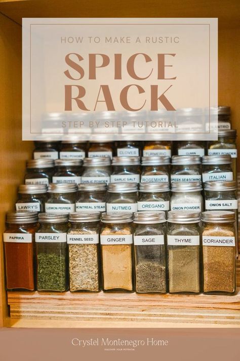 Revolutionize your spice storage game with our latest DIY tutorial! From planning to assembly, discover the art of creating a tiered spice organizer that saves space and brings order to your kitchen. Let the organization begin! Tiered Spice Rack, Diy Spice Storage, Kitchen Hacks Diy, Clever Kitchen Hacks, Diy Spice Rack, Spice Organizer, Diy Kitchen Projects, Wooden Spice Rack, Spice Cabinet