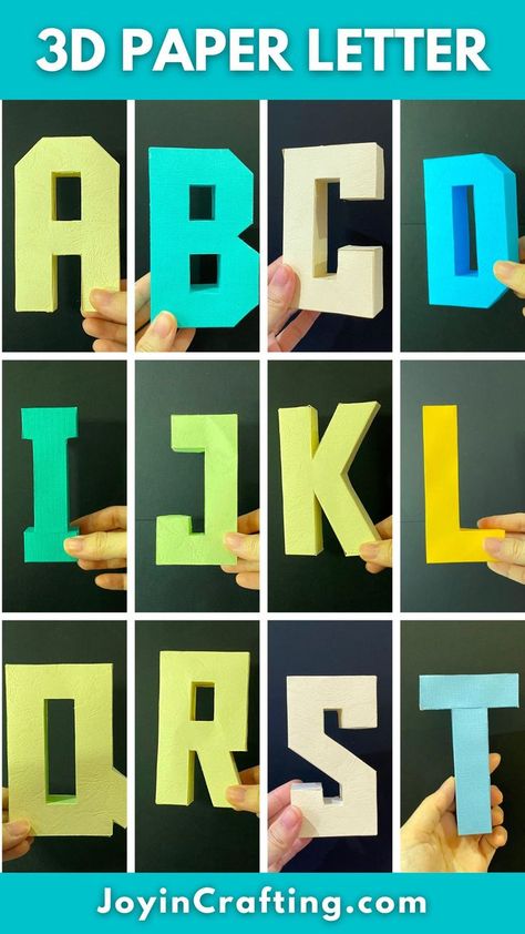 3D Paper Letters Paper Alphabet Letters, 3d Svg Files, Svg Projects, Alphabet Letter Templates, Letter Templates Free, Projets Cricut, Bear Card, Diy Letters, 3d Svg