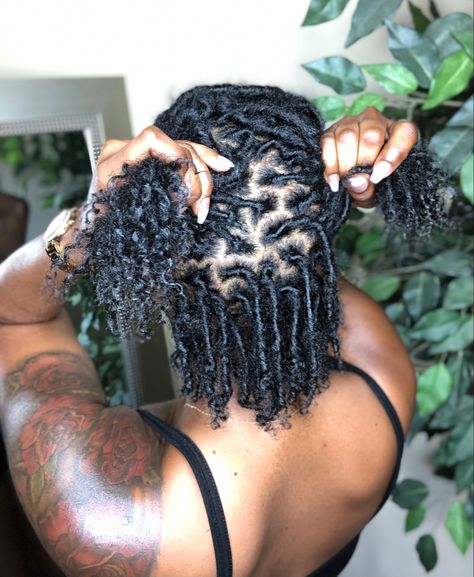 Locs Hairstyles For Women Curly Ends, Dreads Curly Ends, Starterlocs Hairstyles, Love With Curly Ends, Locs W Curly Ends, Curly Ends Locs Black Women, Locs Curly Ends Black Women, Short Locs Curly Ends, Curly End Locs Natural