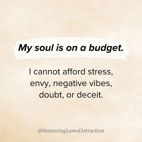 My soul is on a budget: no room for stress, envy, negativity, doubt, or deceit. 💸 Investing only in peace, positivity, and authenticity. 📈 Choose wisely what you let in. Choose Wisely, In Peace, Self Confidence, Personal Growth, To Do List, Law Of Attraction, On A Budget, Improve Yourself, Budgeting