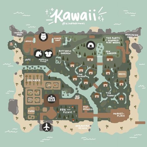 Kyoshi Island, Kawaii Island, Clothes Codes, Map Layout, Japan Map, Animal Crossing 3ds, Wood Butterfly, Acnh Design, Island Theme