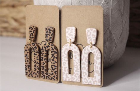 Leopard Print Earrings Clay, Earring Shapes, Diy Earrings Polymer Clay, Handmade Clay Jewelry, Polymer Earrings, Polymer Clay Jewelry Diy, Cute Polymer Clay, Earring Making, Clay Earring