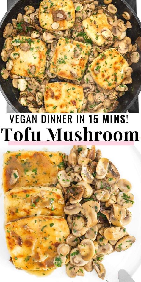 Our tofu mushroom recipe is an Italian-inspired meal, perfect for a quick and tasty everyday dinner. You can make it in about 20 minutes with a few simple pantry ingredients. It's a great substitute for chicken mushrooms! Basil Mushroom Recipes, Vegan Dinner With Mushrooms, High Protein Mushroom Recipes, Mushroom And Tofu Recipes, Low Calorie Tofu Recipes, Tofu And Mushrooms Recipes, Fancy Vegetarian Dinner, Mushroom Tofu Recipe, Tofu Mushroom