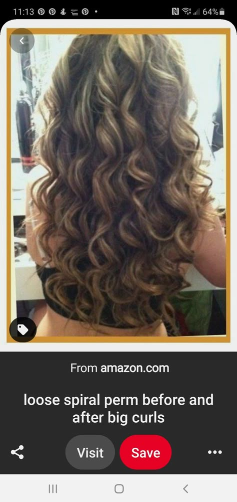 Medium Length Permed Hair Waves, Perms For Layered Hair, Large Perm Curls, Large Curl Perm Long Hair, Loose Perm With Bangs, Large Spiral Perm, Long Hair Perm Types, Big Curl Perms For Long Hair, Big Perm Curls