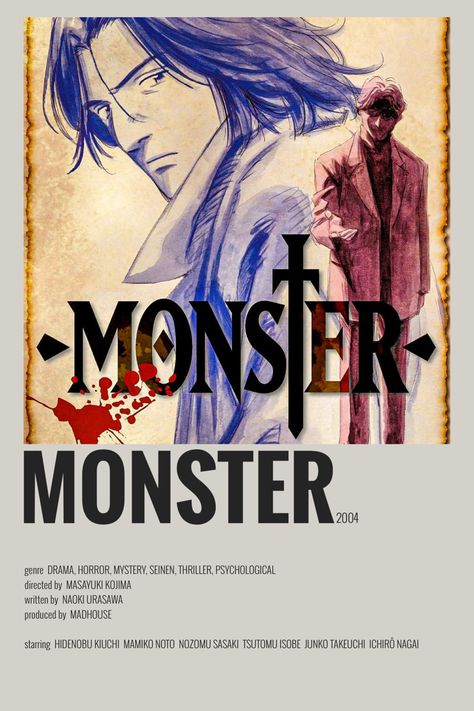 monster minimalist/alternative anime poster Monster Poster Anime, Monster Minimalist Poster, Wall Posters Anime, Anime Posters Minimalist, Monster Manga, Monster Anime, Anime Suggestions, Anime List, Animes To Watch