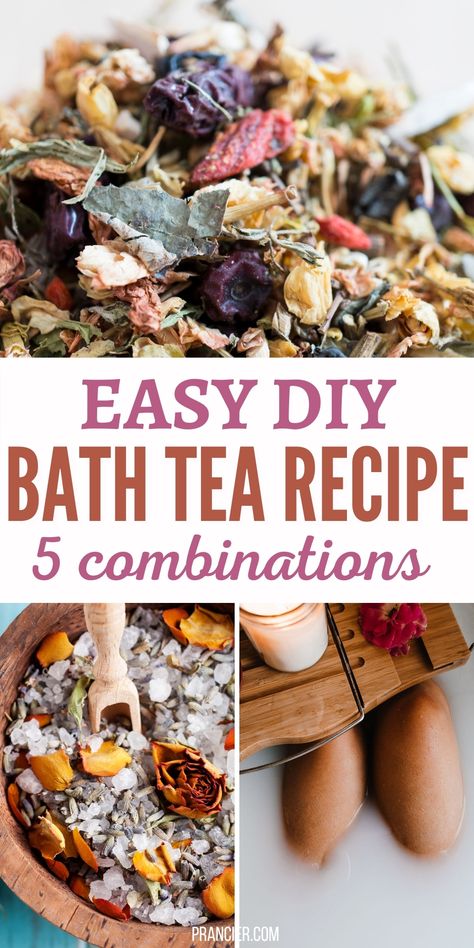 Herbal Bath Tea Bath Recipes Relaxing, Dried Flowers Bath Salts, Bath Diy Recipes Relaxing, Herb Bath Recipe, Diy Spiritual Bath Recipes, Diy Tea Bath Recipe, Bath Herbs Recipe, Diy Bath Salts With Flowers, Homemade Milk Bath Recipe