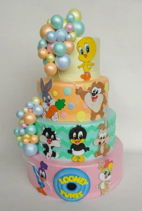 Baby Looney Tunes Cake, Looney Tunes Cake, Looney Tunes Party, Fake Baby, Baby Looney Tunes, Retro Disney, Diy Birthday Decorations, Twins Baby Shower, Birthday Stickers