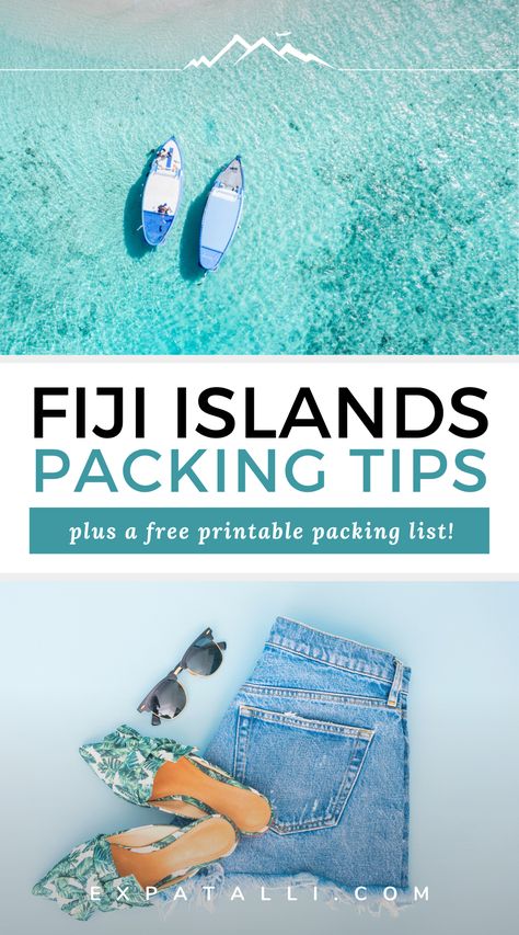 This Fiji travel guide gives you all the info you need on what to pack for your Fiji travel adventure. This helpful list is written by a resident and includes outfit ideas for the beach, city and island resorts, as well as a printable packing list. #expatalli What To Pack For Fiji, Packing For Fiji, What To Wear In Fiji, Fiji Vacation Outfits, Fiji Packing List, Fiji Outfit Ideas, Fiji Outfits, Outfit Ideas For The Beach, Aus Travel