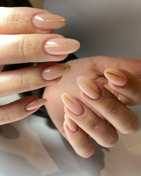 Shelley Graham | ✨ Gold touches on Natural nails thanks to Biab ✨ Created these with @the_gelbottle_inc Biab 19 @worldofglitterltd gold chrome… | Instagram Nails With A Touch Of Gold, Classic Biab Nails, Simple Gold Glitter Nails, Minimalist Gold Nail Art, Bridal Biab Nails, White And Gold Design Nails, Classy Biab Nails, Sheer Gold Nails, Gold Nail Art Designs Classy