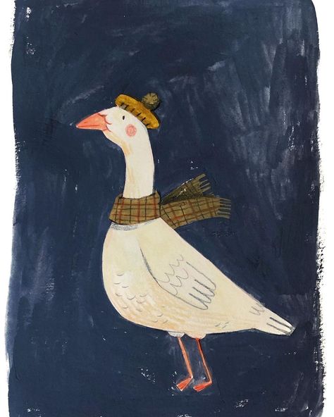 Taryn Knight, Hat And Scarf, A Duck, A Drawing, On Instagram, Blue, Instagram