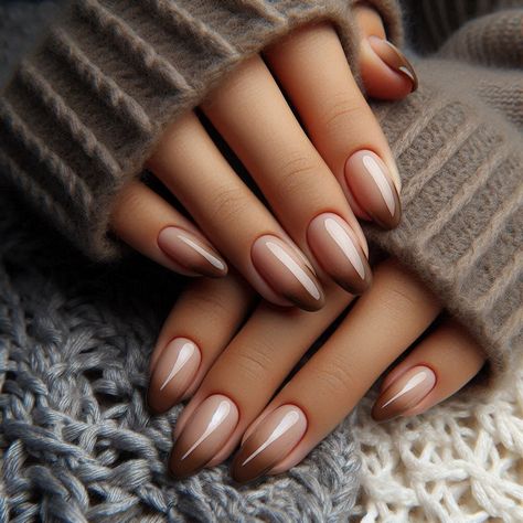 French With Brown Tips, Espresso Brown Nails, Ombre Brown Nails, Mail Design Ideas, Brown Ombre Nails, Brown Nail Ideas, Nail Ideas Trendy, Quick Dry Nail Polish, Brown Nail