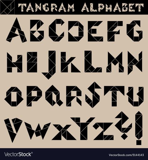 Tangram Alphabet, Graffiti Font, Fonts Alphabet, Lettering Fonts, Adobe Illustrator, Vector Images, Vector Free, Alphabet, Graffiti