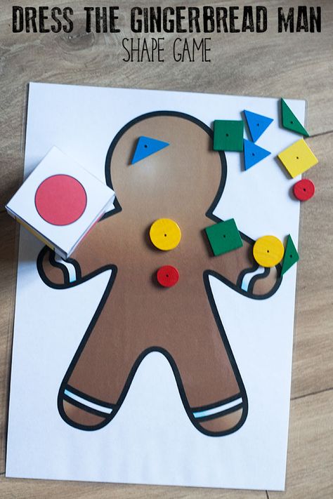 Multiple player DIY math game inspired by The Gingerbread Man focusing on learning basic shapes ideal for toddlers and preschoolers to play. via @rainydaymum Gingerbread Activities Preschool, Gingerbread Math Activities, Gingerbread Man Preschool, Gingerbread Math, Gingerbread Man Crafts, Gingerbread Unit, Gingerbread Man Activities, Gingerbread Activities, Gingerbread Baby