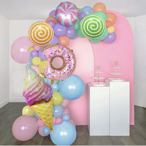 Donut Balloons, Candyland Party Decorations, Candy Balloons, Candy Kit, Butterfly Balloons, Dreamy Atmosphere, Pastel Birthday, Decoration Balloon, Cream Candy