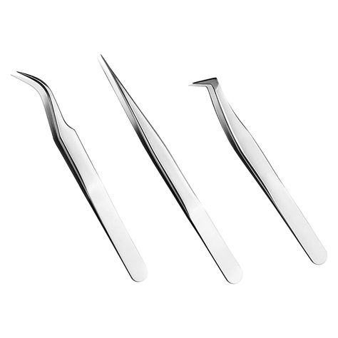 Amazon.com: Quewel Eyelash Eyelash Extension Tweezers Set Eyelash Applicator Tool Curved and Straight pointed Tweezers Lash Extension Supplies Stainless Steel Precision Tweezers Silver (Mirrored,3 pcs) : Beauty & Personal Care Lash Extension Supplies, Eyelash Tweezer, Individual Lashes, Lash Extension, Natural Lashes, Eyelash Extension, Silver Mirrors, Tweezers, Lash Extensions