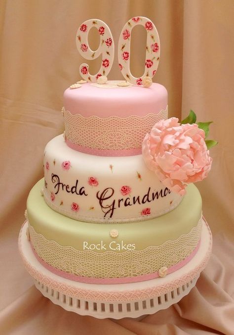 90th birthday cake for my gran 90th Birthday Cake Ideas, 75 Birthday Cake, Grandma Cake, 90th Birthday Cakes, Mums Birthday, Rock Cake, New Birthday Cake, 80 Birthday Cake, 90th Birthday Parties