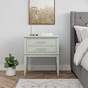 Sage Bed, Green Bedroom Furniture, Nightstand Styling, Drawer Side Table, Gold Drawer Pulls, Bedside Tables Nightstands, Bedside Chest, Cosmoliving By Cosmopolitan, Side Tables Bedroom