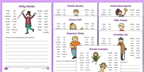 Twinkl Search Character Description Writing, Roald Dahl Activities, Description Writing, Charlie Chocolate Factory, The Twits, Charlie And The Chocolate Factory, Descriptive Writing, Character Trait, Images And Words