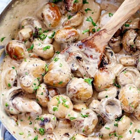 Garlic Parmesan Mushrooms, Parmesan Mushrooms, Pasta Side, Pasta Easy, Dinner Pasta, Cooking Pasta, Creamy Parmesan Sauce, Dinner Side, Food Pasta