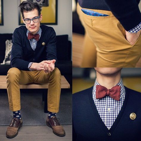 #accesorios maravillosos aquí: www.macardi.com Casual Bow Tie Outfit Men, Bow Tie Men's Outfit Casual, Mens Bow Tie Outfits, Bow Tie Outfits Men, Casino Outfit, Tie Styles, Gentleman Style, Men's Wardrobe, Mens Accessories Fashion