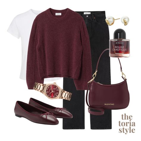 burgundy styled 🍒♥️✨ save this post for future outfit inspo ✨ be sure to follow @thetoriastyle for daily outfits! 🤍 #dailyoutfitinspo #dailystyleinspo #neutralstyling #outfitstyling #lookbook#styleideas #simplestyling #autumnoutfits #autumnfashion #autumnstyling Daily Outfits Winter, Burgundy And Olive Green Outfits, Burgandy Outfits Aesthetic, Burgundy Aesthetic Outfit, Minimalism Style Outfits, Burgundy Outfit Aesthetic, Aubergine Outfit, Burgundy Shirt Outfit, Outfits Aesthetic Autumn