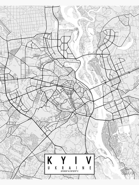 "Kyiv City Map of Ukraine - Light" Poster by deMAP | Redbubble Cartography Art, Architect Engineer, Kyiv City, Map Pattern, Minimalist Black And White, Map Wallpaper, Poster City, City Map Poster, Map Wall Art