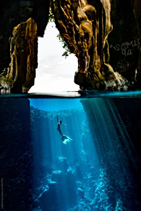 Mermaid Diving, Mermaid Cave, Cave Pool, Mermaid Pool, Underwater Caves, Caye Caulker, Underwater City, Cave Diving, Mermaid Aesthetic