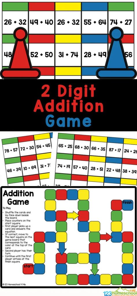 Is your child working on 2 digit addition? When kids start regrouping or carrying numbers into the tens columns it can be daughnting and they needs extra practice! To help kids become comfortable with two digit addition and master the skill, we've created a fun, free two digit addition game. This handy 2nd grade math games will help kids play and learn addition of two digit numbers! 2nd Grade Addition Games, Adding 2 Digit Numbers Activities, 2 Digit Addition And Subtraction Games, Adding 2 Digit Numbers 1st Grade, Addition Practice 2nd Grade, Two Digit Addition And Subtraction, Fun Math Games For 3rd Grade, Double Digit Math Games, Two Digit Addition Games