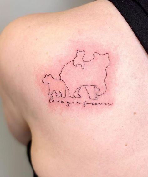 Mama And Her Cubs Tattoo, Mom Bear And Cubs Tattoo, Mother Tattoo Design, Mama Bear And Cubs Tattoo, Momma Bear Tattoo, Mom Tattoo Designs For Son, Alaskan Tattoos, Mama Bear Tattoo, Baby Bear Tattoo